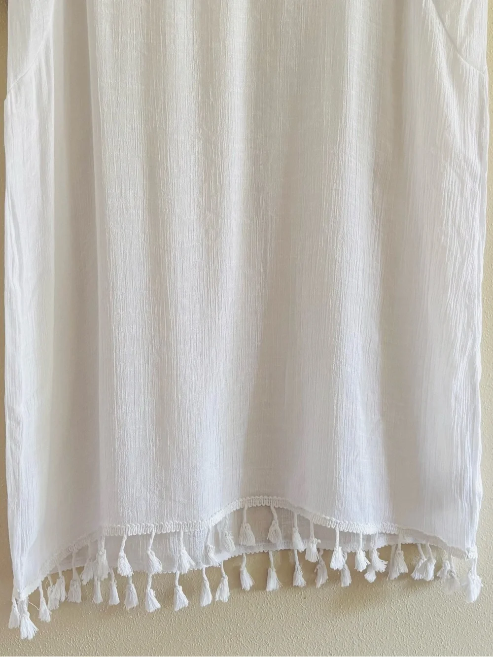 Cupshe Elmira Granny Square Crochet Gauzy Tassels Boho Swimsuit Coverup Dress